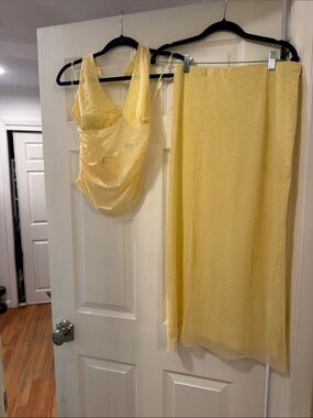 Zara Yellow Two-Piece Maxi Skirt Set